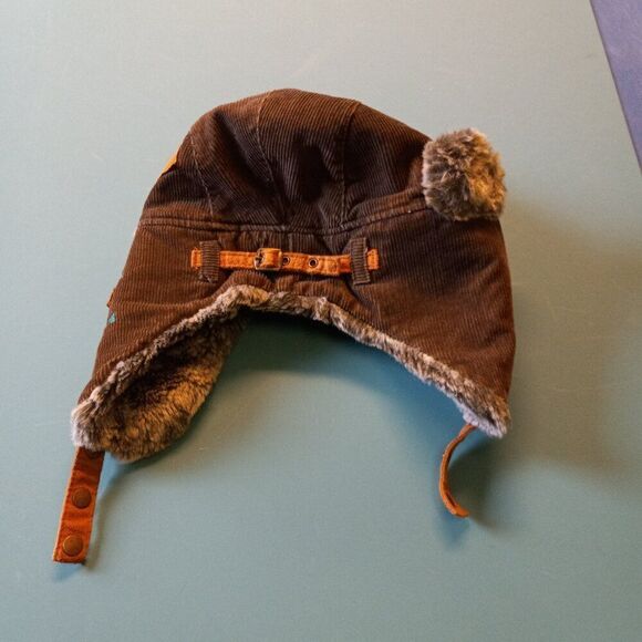 Corduroy Faux Fur Winter Aviator Hat Countrycore Grandpacore Vintage Style - Picture 2 of 7